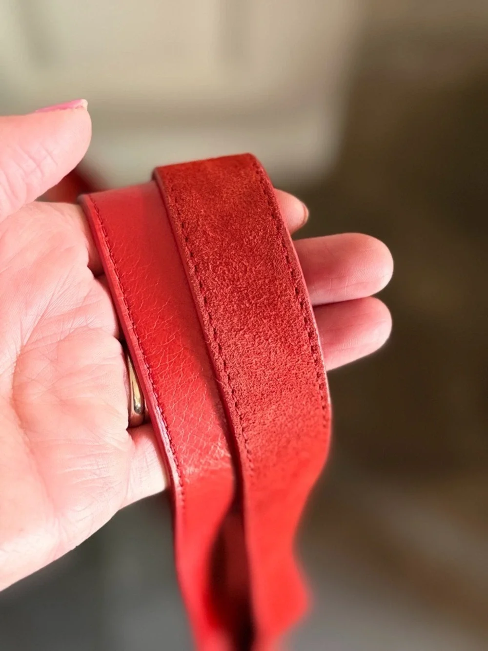 Tory Burch Marion Red Suede Logo Tote Bag